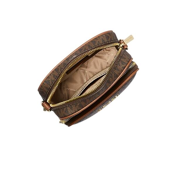 MICHAEL KORS Jet Set Travel Medium Logo Crossbody Bag MK Print Brown NWT - Picture 6 of 9